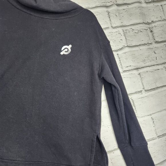 Peloton Womens Black Funnel Neck Fleece Long Sleeve Pullover Sweatshirt Large - Picture 5 of 11
